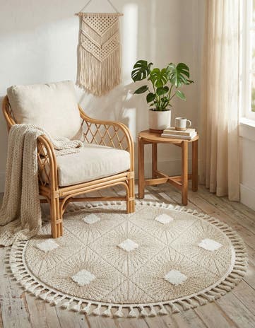 Ivory Boho Round Rug