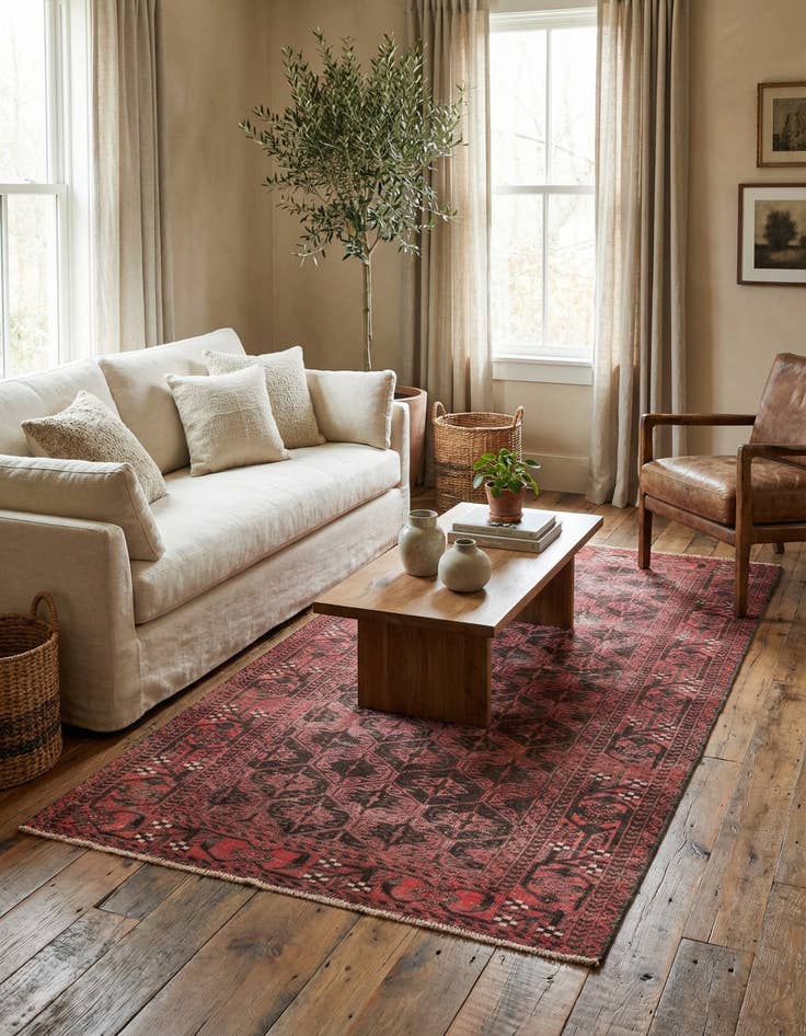 Detail image of 3' 7 x 7'  Hand Knotted Ultra Vintage Persian Wool Rug