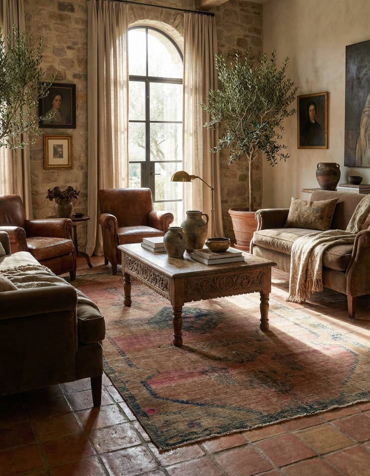 Detail image of 4' 6 x 8'  Hand Knotted Ultra Vintage Persian Wool Rug