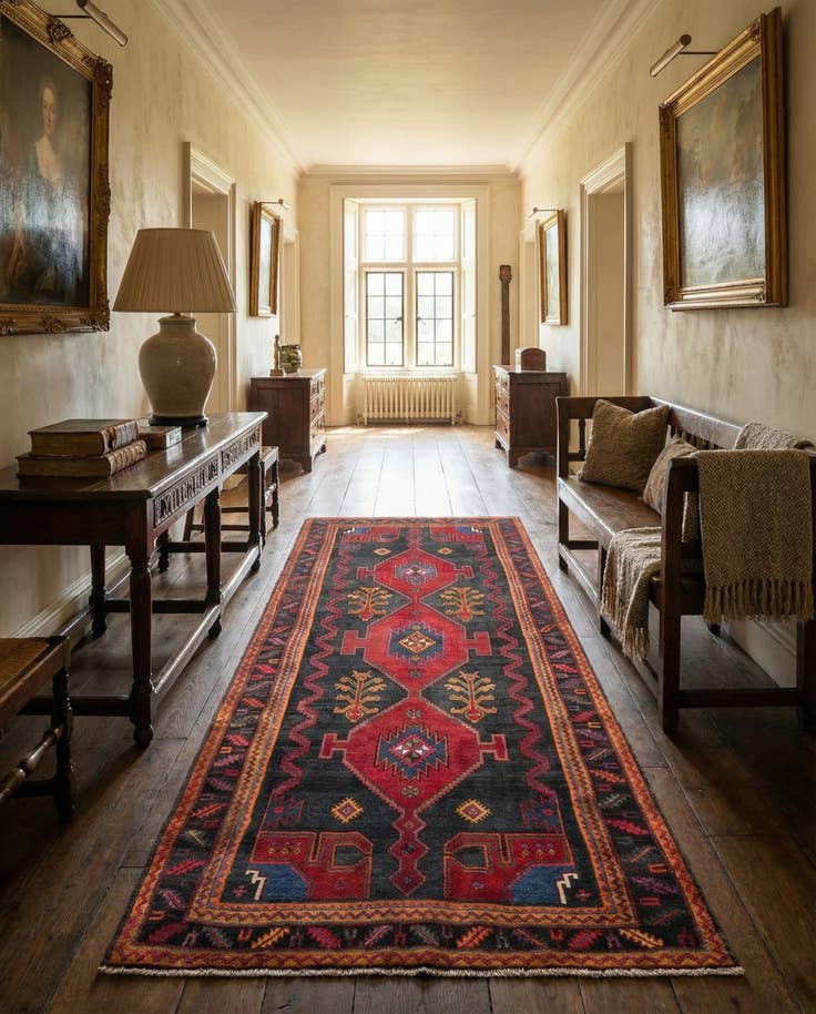 Detail image of 5' x 10' 4 Hamedan Runner Rug