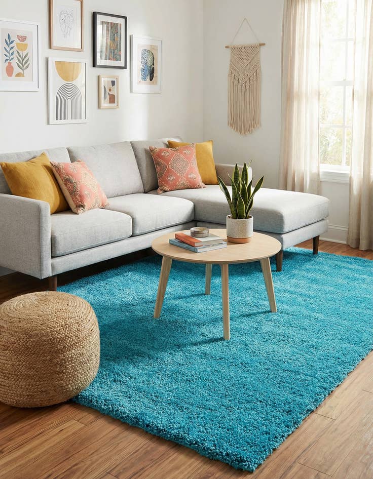 Detail image of 5' 3 x 7' 7 Solid Frieze Rug