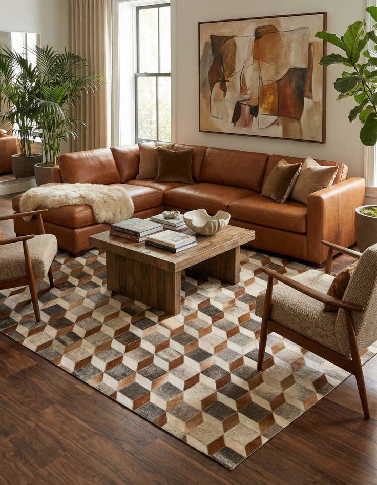 Detail image of 5' 2 x 7' 10 Cowhide - Patchwork Rug