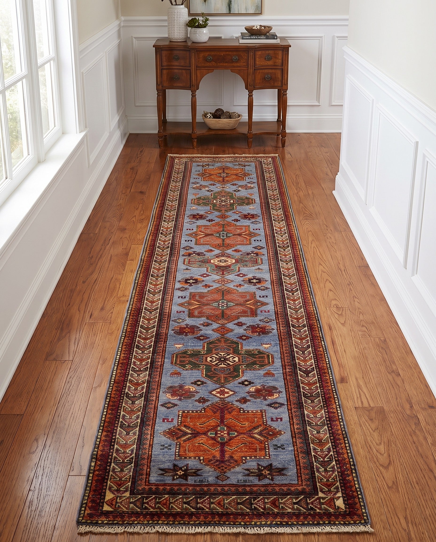2' 7 x 10' Hand Knotted Kazak Runner Rug