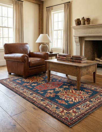 4' x 6' 9 Hand Knotted Kazak Wool Rug