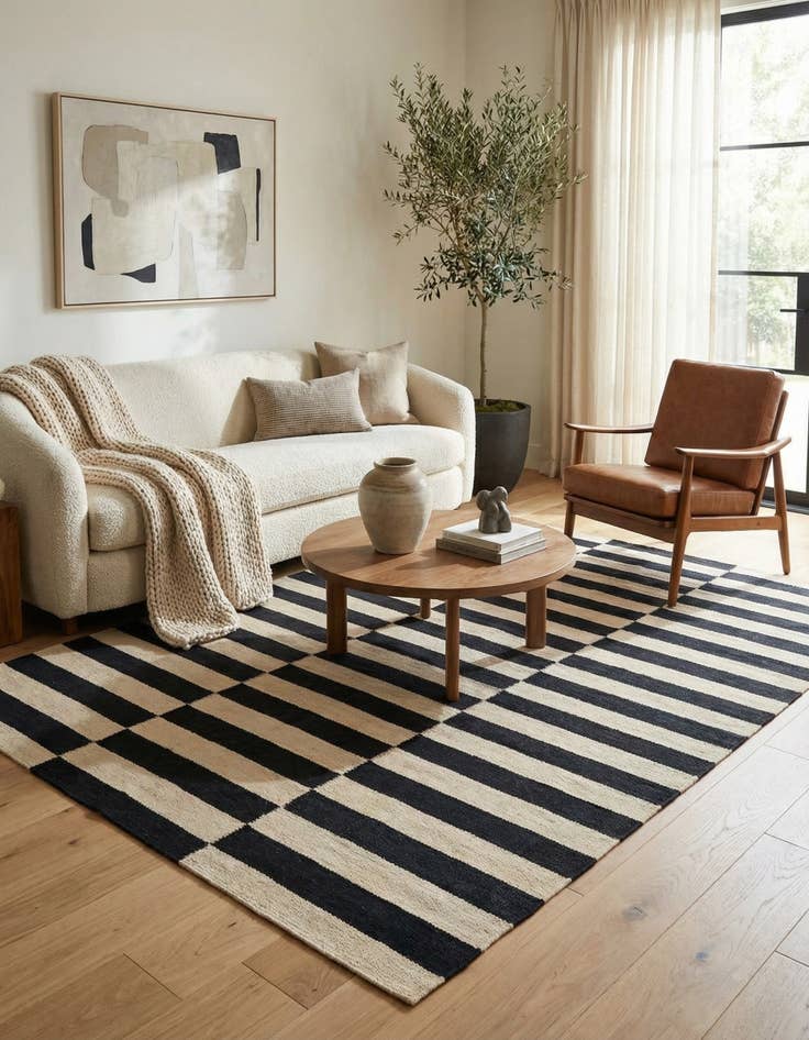 Detail image of 4' 1 x 5' 10  Hand Woven Kilim Modern Wool Rug