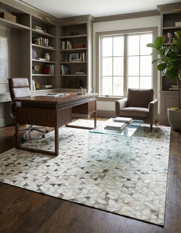 5' 3 x 7' 10 Cowhide Leather Rug