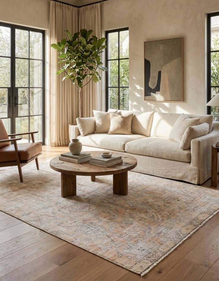 Detail image of 4' 9 x 7' 1  Hand Knotted Ultra Vintage Persian Wool Rug