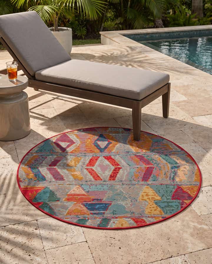 3' x 3' Easy-Clean Modern Indoor / Outdoor Round Rug