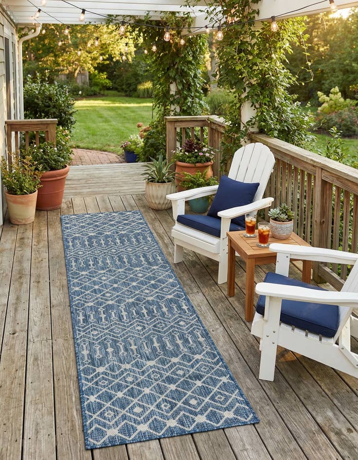 Detail image of 2' x 10'  Washable Trellis Indoor / Outdoor Runner Rug
