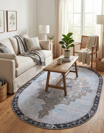 5' x 8' Washable Timeless Oval Rug