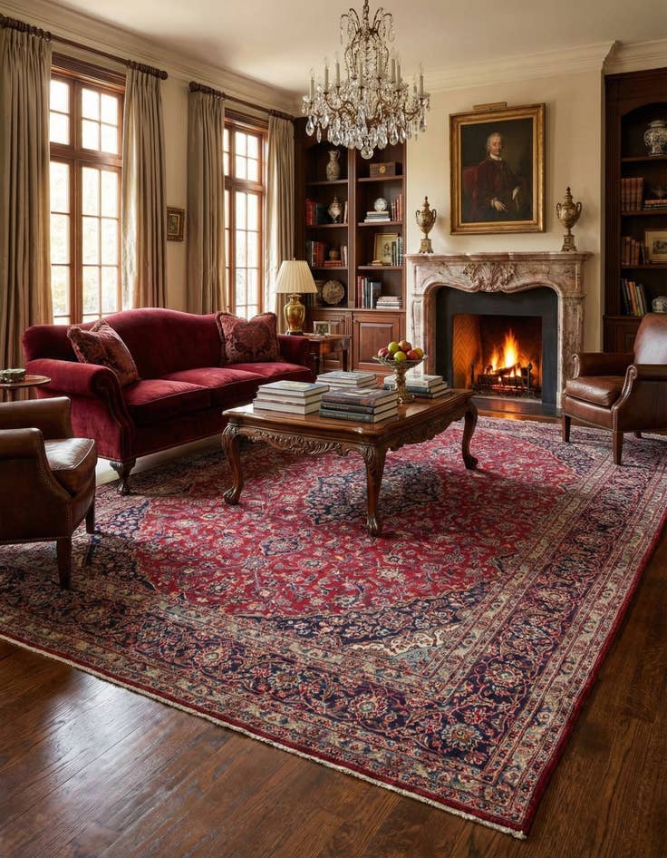 Detail image of 9' 6 x 12' 5  Hand Knotted Mashad Persian Wool Rug