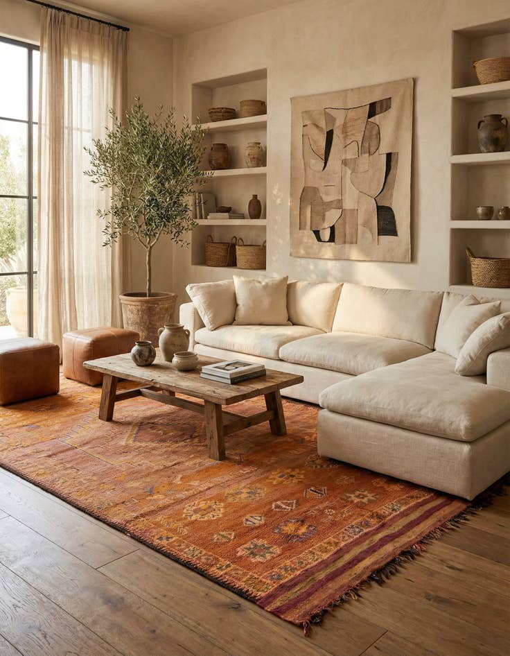 Detail image of  6' 8 x 13' 8  Hand Knotted Moroccan Wool Runner Rug