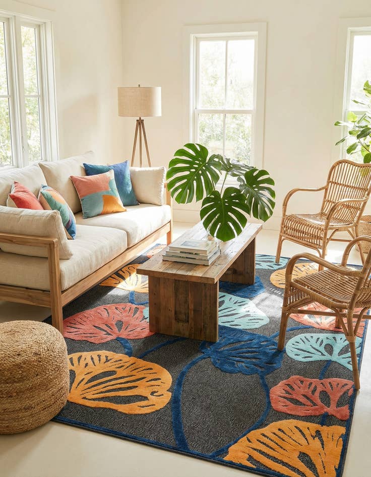 Detail image of 9' x 12'  Washable Belize Indoor / Outdoor Rug