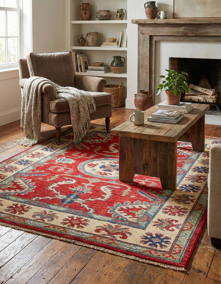 Detail image of 4' x 6'  Hand Knotted Kazak Rug