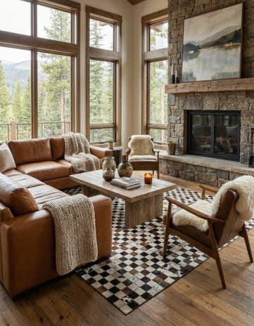 5' x 8' Cowhide Leather Rug