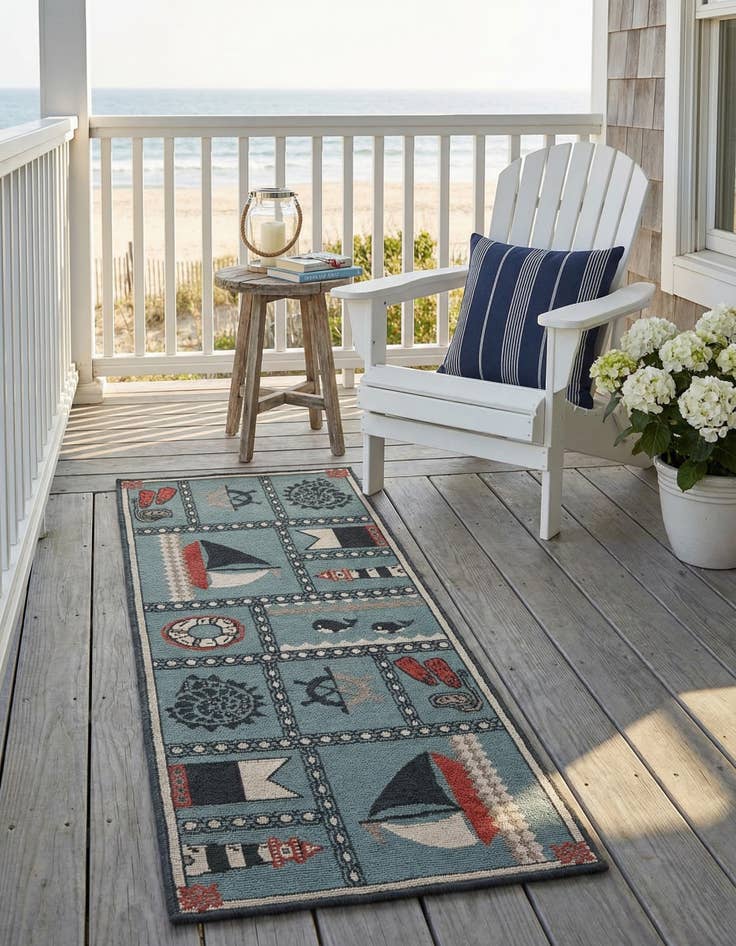 Detail image of 2' x 5' Easy-Clean Coastal Indoor / Outdoor Runner Rug