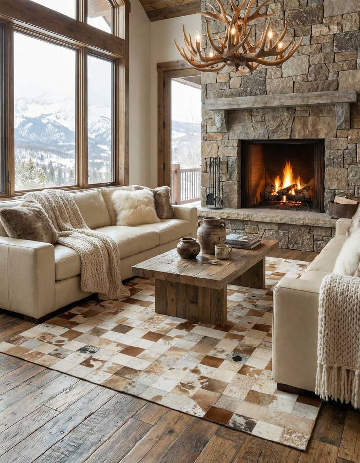 Detail image of  8' 1 x 9' 11 Cowhide - Patchwork Rug