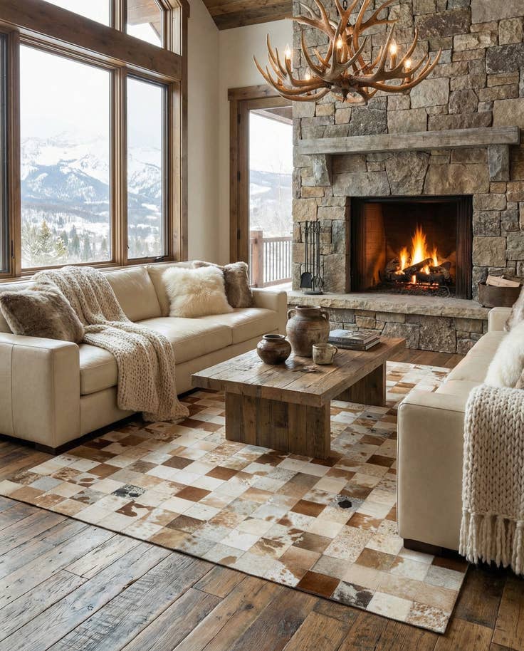 Detail image of 8' 1 x 9' 11 Cowhide - Patchwork Rug