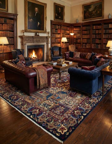 9' 7 x 12' 6 Hand Knotted Kashan Persian Wool Rug