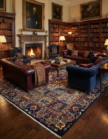 9' 7 x 12' 6 Hand Knotted Kashan Persian Wool Rug