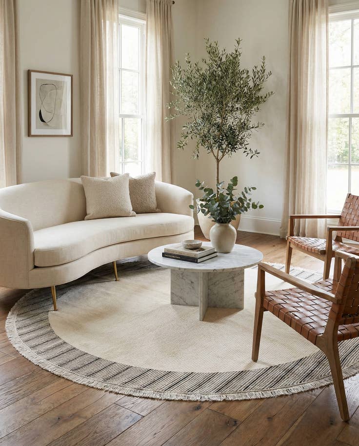 Detail image of 6' 6 x 6' 6 Hand Knotted Darya Wool Round Rug