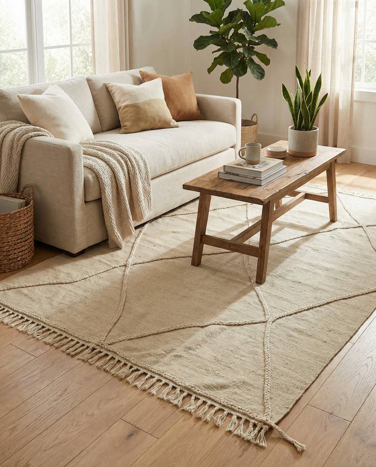 Detail image of 4' 1 x 6' Hand Knotted Moroccan Wool Rug