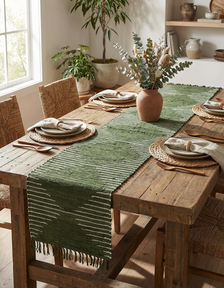 1' 2 x 10' Hand Woven Chindi Cotton Table Run...