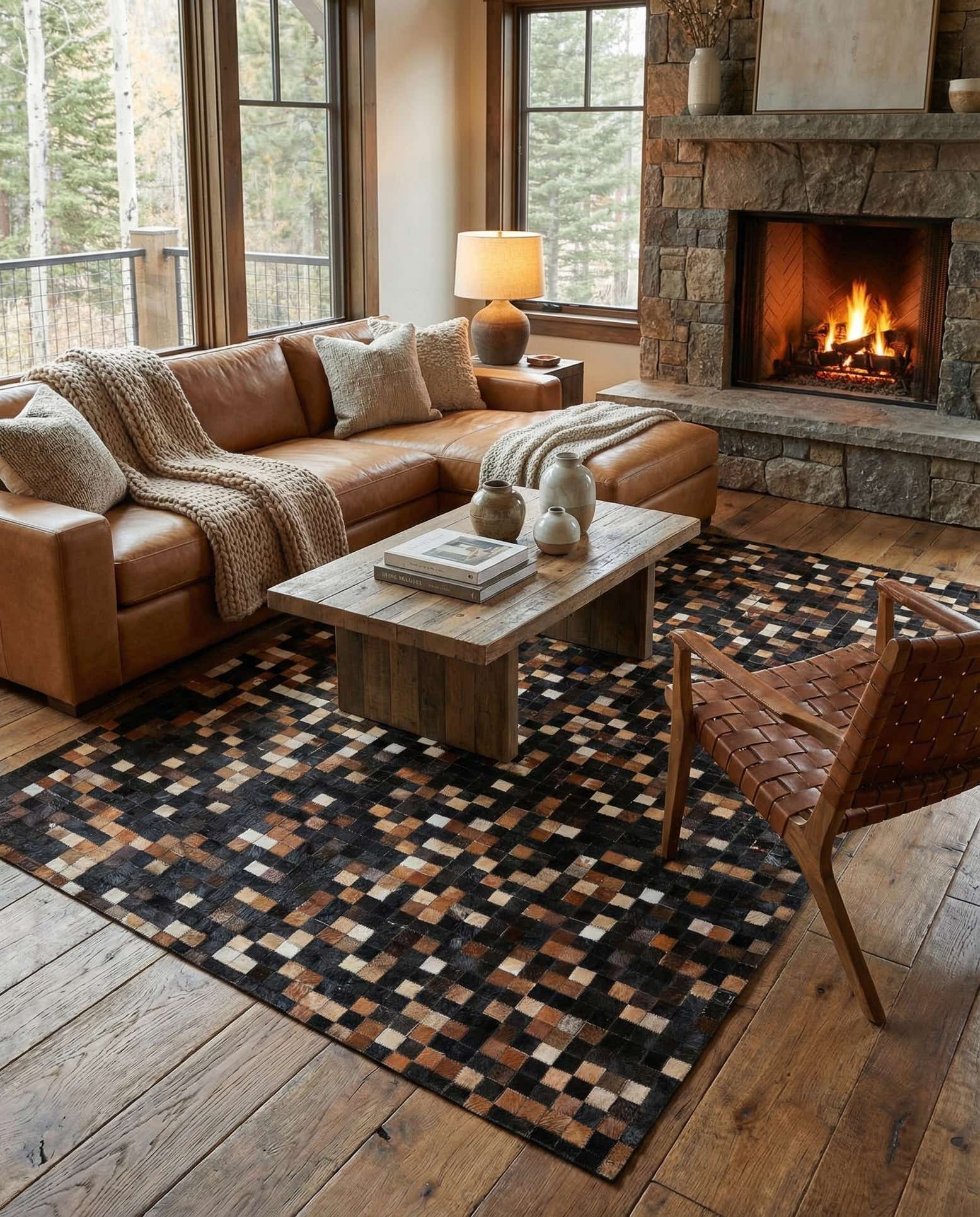 5' x 8' Cowhide Leather Rug