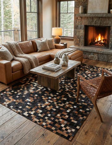 5' x 8' Cowhide Leather Rug
