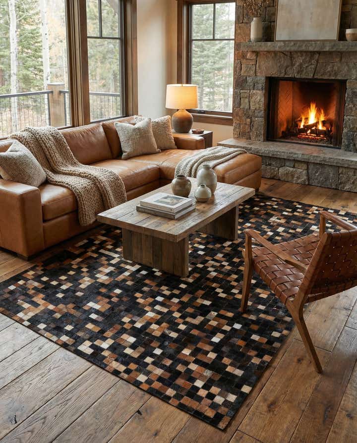 5' x 8' Cowhide Leather Rug