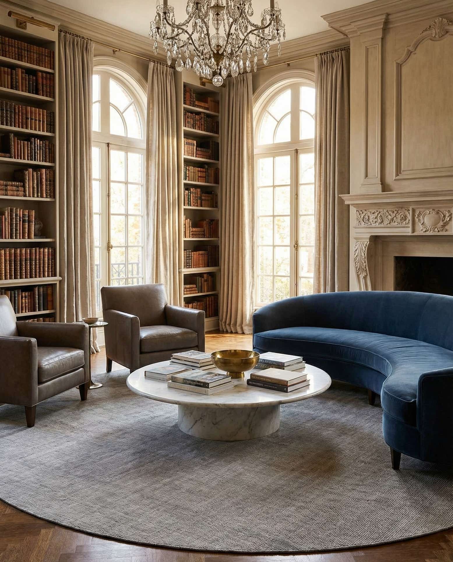 13' 1 x 13' 1 Hand Woven Jill Zarin English Manor Wool Round Rug