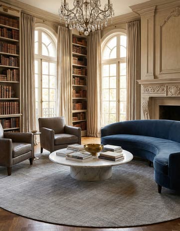 Grey Manor Hand Woven Jill Zarin English Manor Wool Round Rug