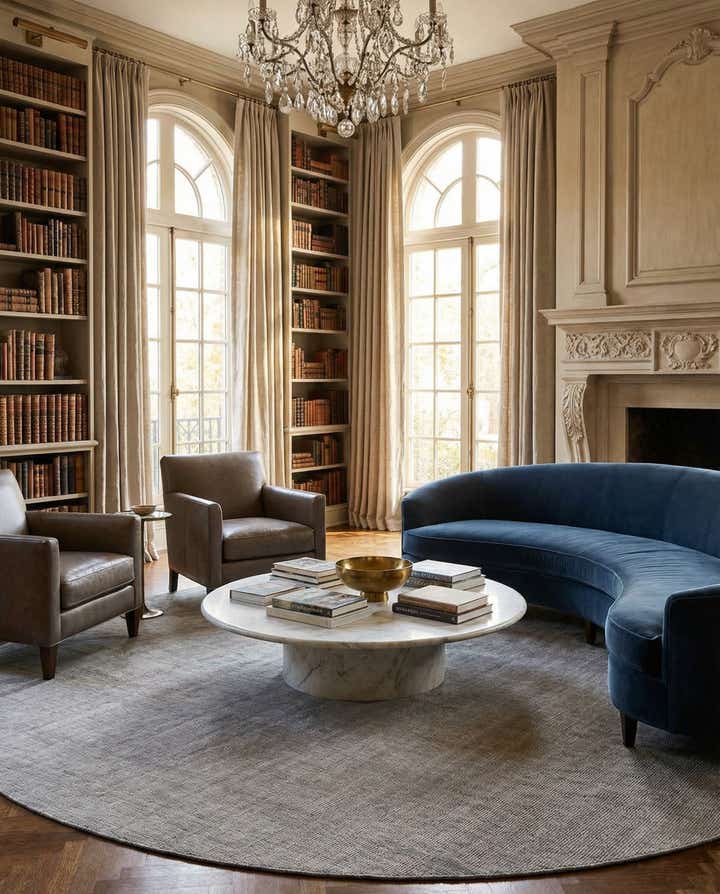 13' 1 x 13' 1 Hand Woven Jill Zarin English Manor Wool Round Rug