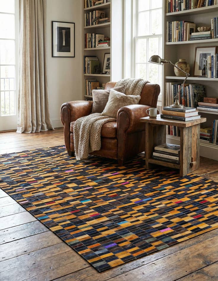 Detail image of 5' 1 x 8' Cowhide - Patchwork Rug