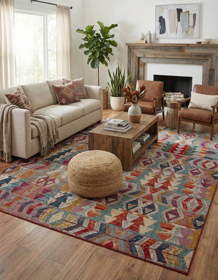 Detail image of 10' x 14'  Washable Modern Indoor / Outdoor Rug