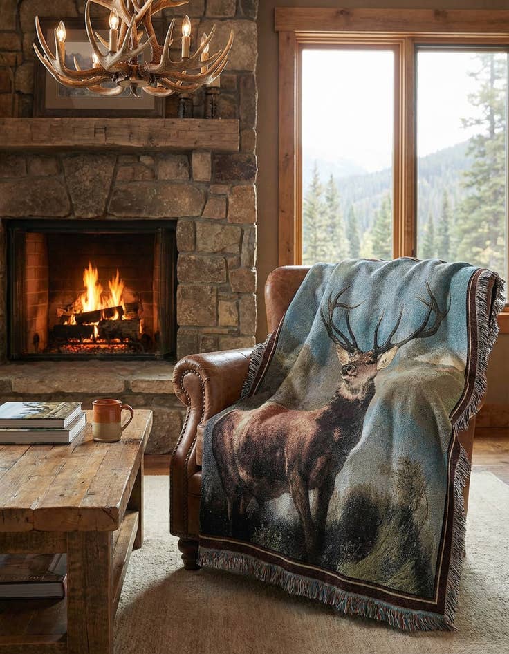 Detail image of 4' 6 x 6' Monarch Of The Glen Throw Blanket