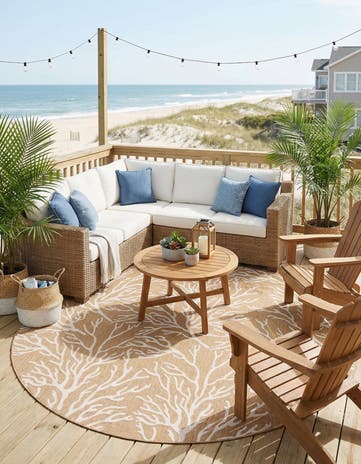 10' x 10' Easy-Clean Coastal Indoor / Outdoor Round Rug