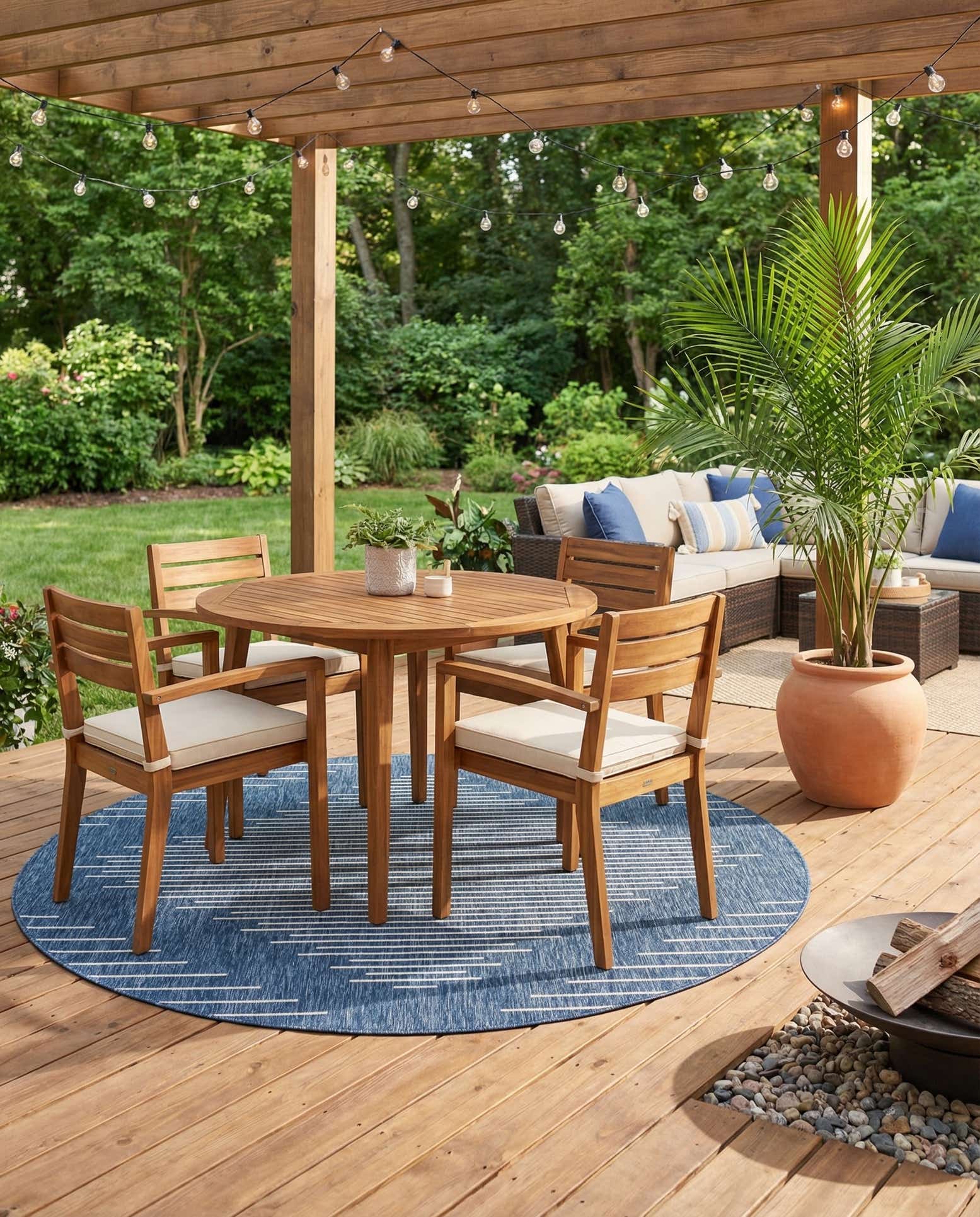 7' 10 x 7' 10 Easy-Clean Modern Indoor / Outdoor Round Rug