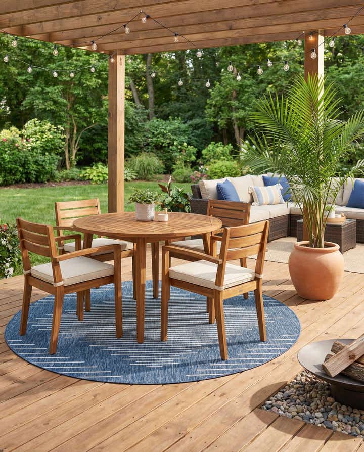 7' 10 x 7' 10 Easy-Clean Modern Indoor / Outdoor Round Rug