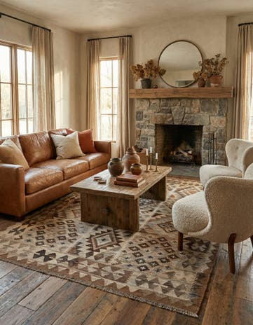 5' x 6' 6 Hand Woven Kilim Maymana Wool Rug
