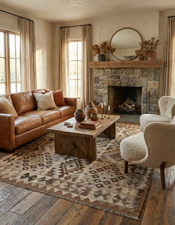 5' x 6' 6 Hand Woven Kilim Maymana Wool Rug
