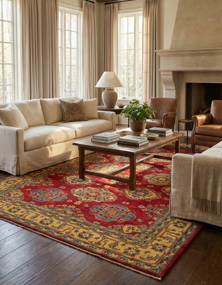 Detail image of 6' 7 x 9' 6  Hand Knotted Kazak Rug