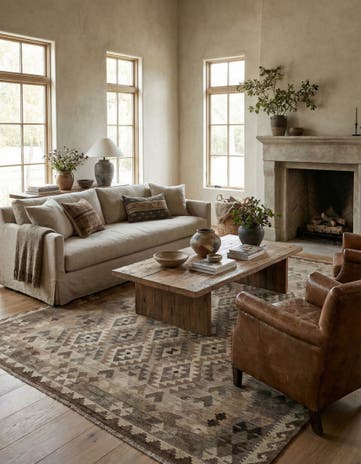 6' 9 x 9' 8 Hand Knotted Kilim Maymana Wool Rug