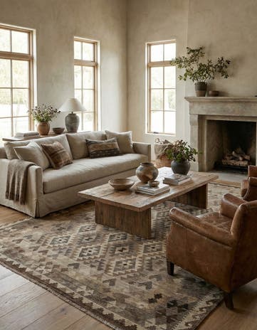 6' 9 x 9' 8 Hand Knotted Kilim Maymana Wool Rug