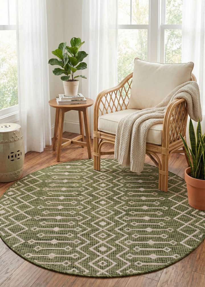 4' x 4' Easy-Clean Trellis Indoor / Outdoor Round Rug