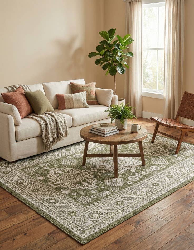 Detail image of 5' 3 x 8'  Washable Aztec Indoor / Outdoor Rug