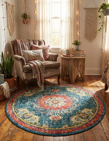 Blue Carrington Round Rug
