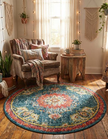 Blue Carrington Round Rug