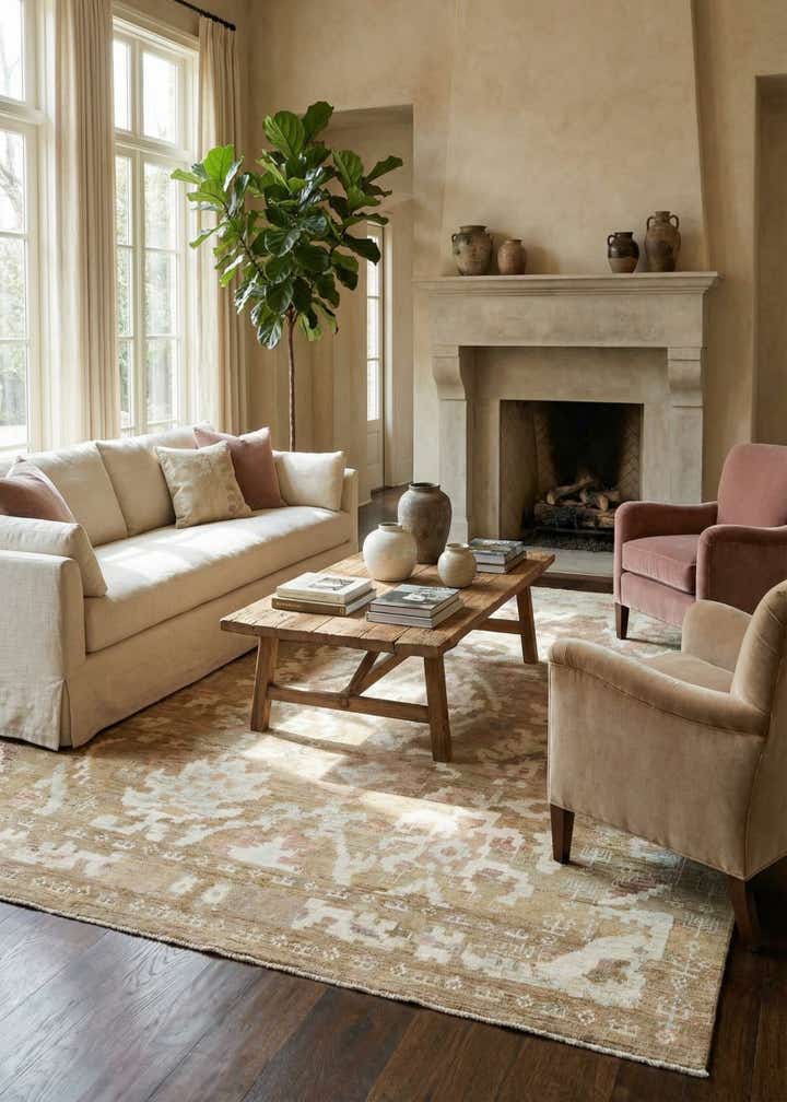 11' x 12' Hand Knotted Oushak Wool Square Rug