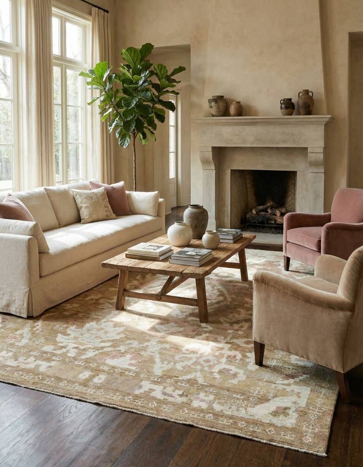 Detail image of 11' x 12' Hand Knotted Oushak Wool Square Rug
